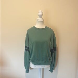 Treasure & Bond Green Sweatshirt with Black Stripes